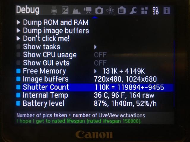 Photo of a Canon EOS 5D Mark II running Magic Lantern software.